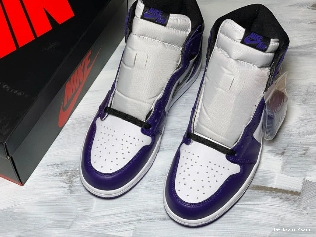 1st Kicks Shoes 1 jordan Comfortable 1246 purple white court 555088- aj1 air 1110